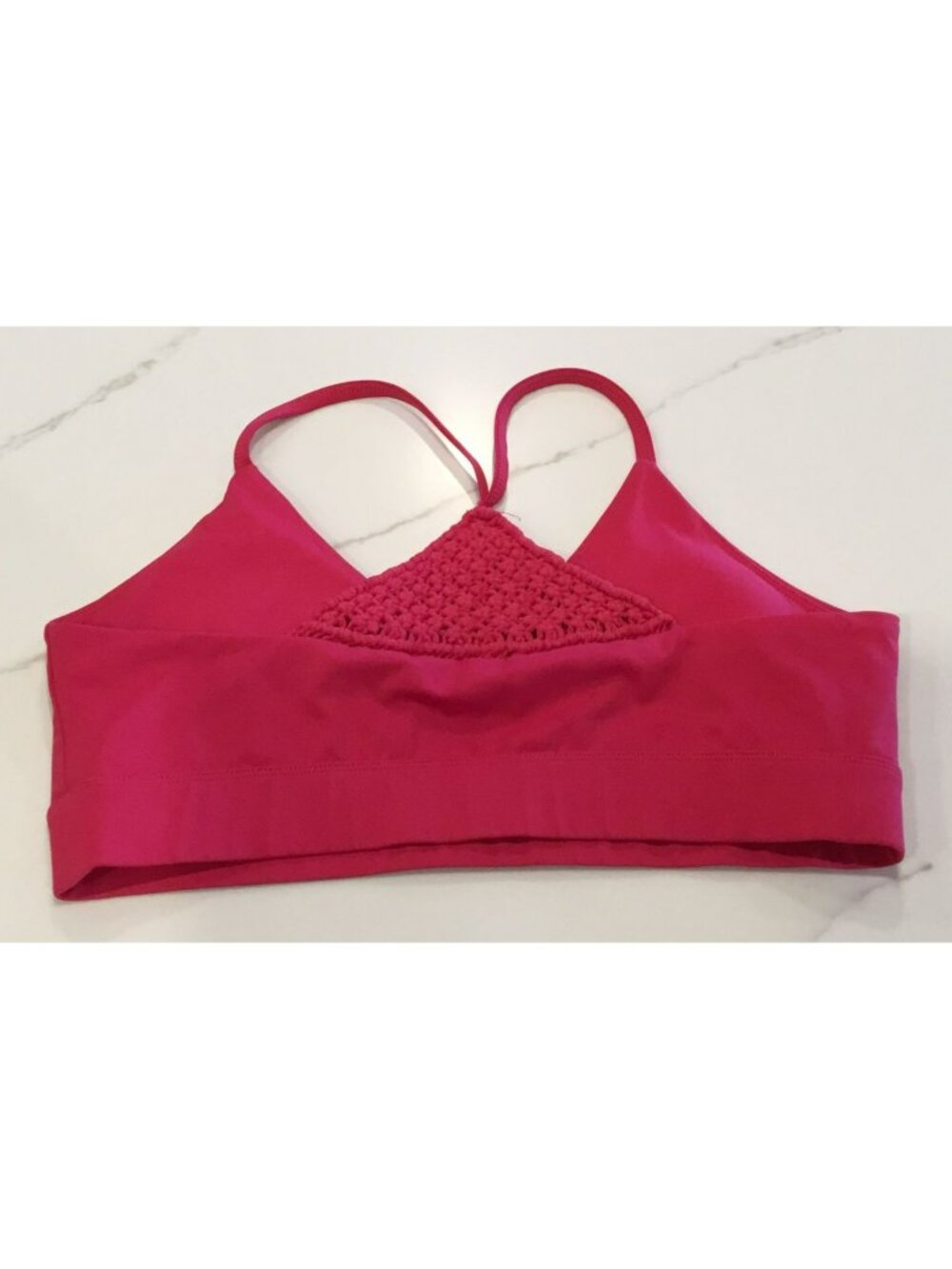 Carbon38 Pink Crochet Back Sports Bra L Polyester Spandex Blend - Picture 2 of 6